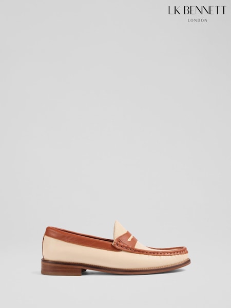 LK Bennett Natural Solaris Leather Penny Slot Tuxe Loafers (H66157) | €318