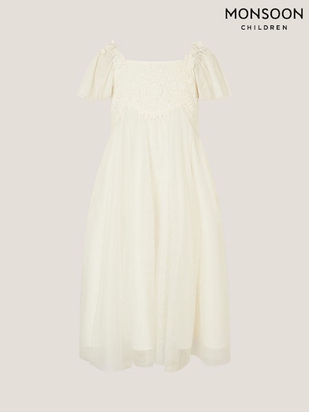 Monsoon Natural Starla Lace Tulle Dress (H66212) | AED355 - AED426