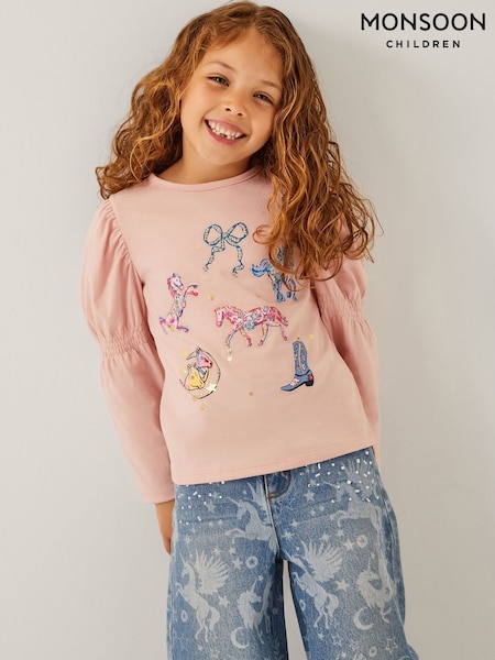 Monsoon Pink Western Horse Print Top (H66217) | AED128 - AED156