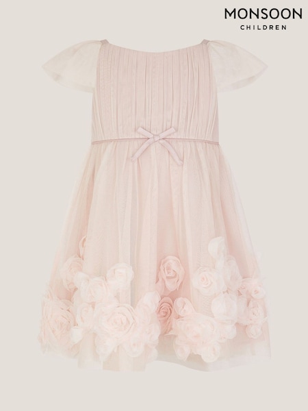 Monsoon Pink Baby Evangaline Rose Appliqué Tulle Dress (H66220) | AED341 - AED355
