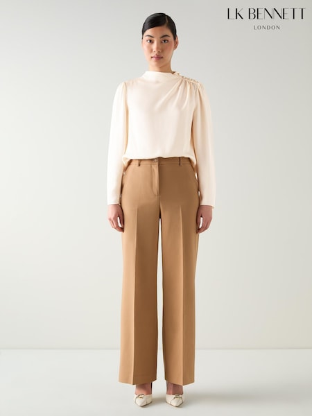 LK Bennett Samantha Plain Sustainable Viscose Button Shoulder Blouse (H66233) | 1,482 LEI