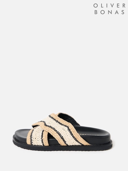 Oliver Bonas Raffia Cross-Over Chunky Sliders (H66331) | R$ 690