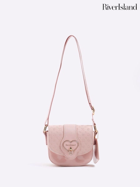 River Island Pink Girls Monogram Heartlock Bag (H66409) | AED116