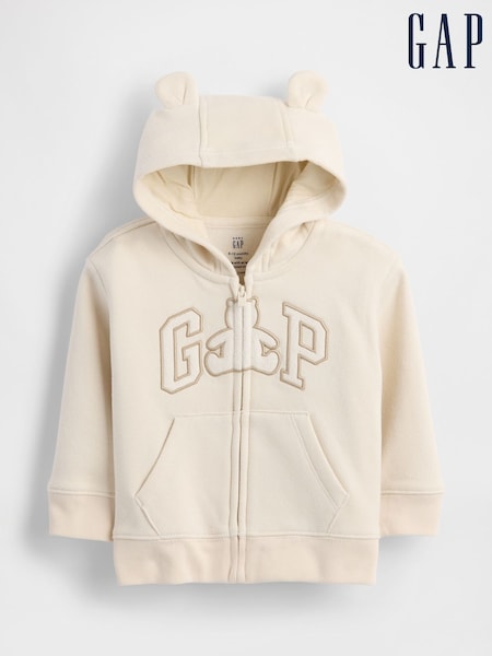 Creme - Gap Vintage Soft Bear Logo Zip Hoodie (Newborn-24mths) (0-24mths) (H66438) | 34 €