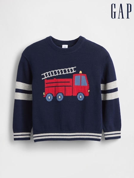 Gap Navy Blue Graphic Crew Neck Sweatshirt (6mths-5yrs) (H66451) | €27