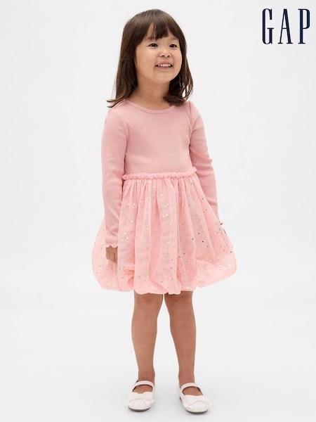 Gap Pink Mixed Media Bubble Dress (6mths-5yrs) (6mths-5yrs) (H66454) | €37