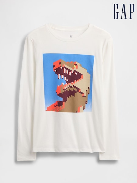 Gap White Graphic T-Shirt (4-13yrs) (4-13yrs) (H66495) | €13
