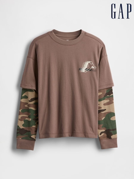 Gap Brown 2-in-1 Graphic T-Shirt (4-13yrs) (4-13yrs) (H66499) | €24