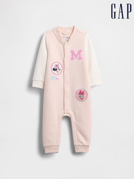 Gap Pink/White Disney Vintage Soft Varsity One-Piece (0-24mths) (H66518) | €69