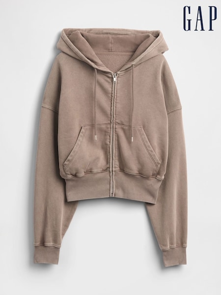 Gap Brown Vintage Soft Full Zip Wedge Hoodie (H66525) | €80