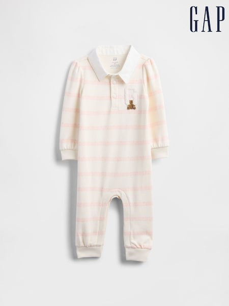Gap Cream VintageSoft Varsity Bear Logo Sleepsuits One-Piece (Newborn-24mths) (0-24mths) (H66549) | €33
