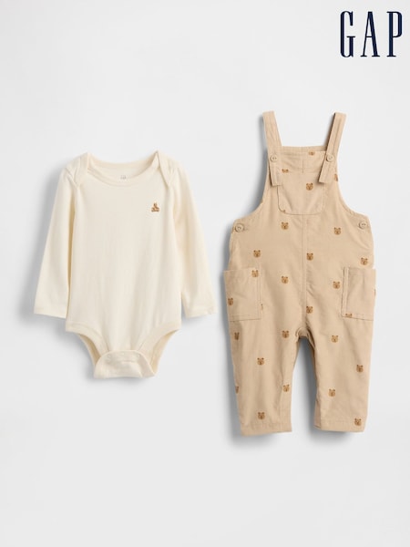 Gap Beige Corduroy Overall Outfit Set (Newborn-24mths) (0-24mths) (H66554) | € 62