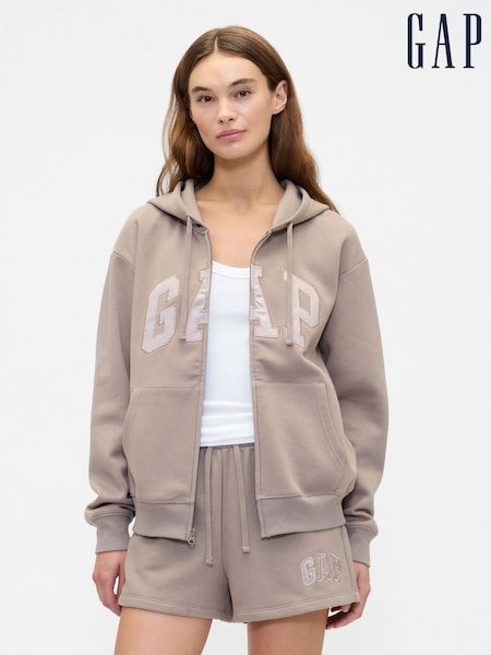 Gap Brown Zip Up Logo Vintage Hoodie (H66569) | €53