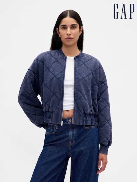 Gap Blue Vintage Soft Quilted Bomber Jacket (H66589) | €126