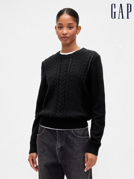 Gap Black Cotton Cable Knit Sweatshirt (H66596) | €38