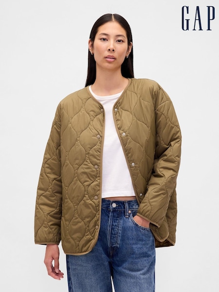 Gap Green Oversized Lightweight Quilted Liner Jacket (H66606) | €154.50