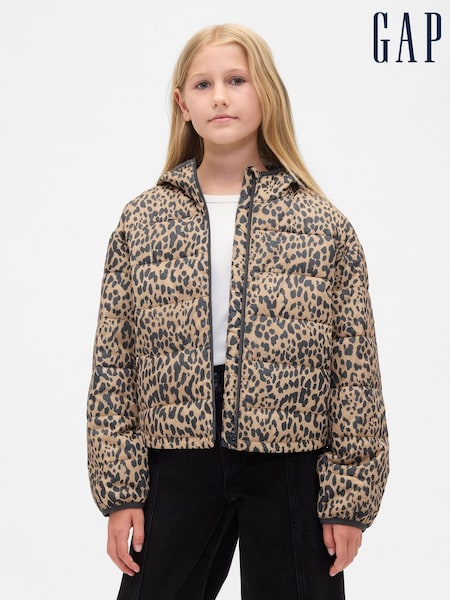 Marrón con estampado leopardo - Gap Cold Control Puffer Jacket (4-13yrs) (4-13yrs) (H66609) | 57 €