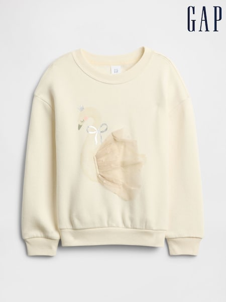 Gap White Oversized Graphic Sweatshirt (6mths-5yrs) (6mths-5yrs) (H66610) | €25