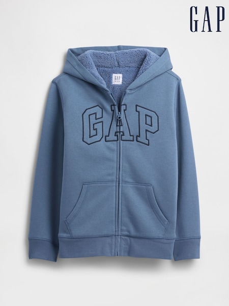 Gap Blue Logo Sherpa-Lined Zip Hoodie (4-13yrs) (H66626) | €40