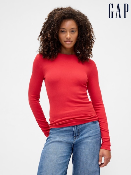 Gap Red Long Sleeve Rib T-Shirt (H66627) | €23
