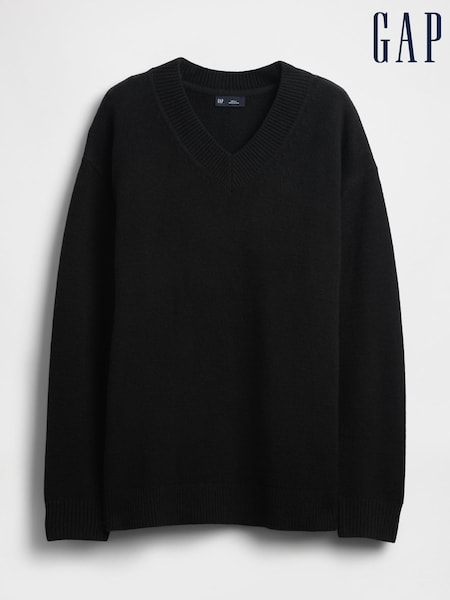 Gap Black Oversized Soft Touch V-Neck Sweatshirt (H66669) | €64