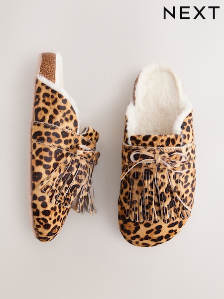 Animal Fringe Mule Footbed Slippers (H66691) | € 55