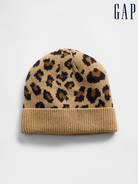 Gap Brown CashSoft Leopard Print Beanie (H66723) | €20