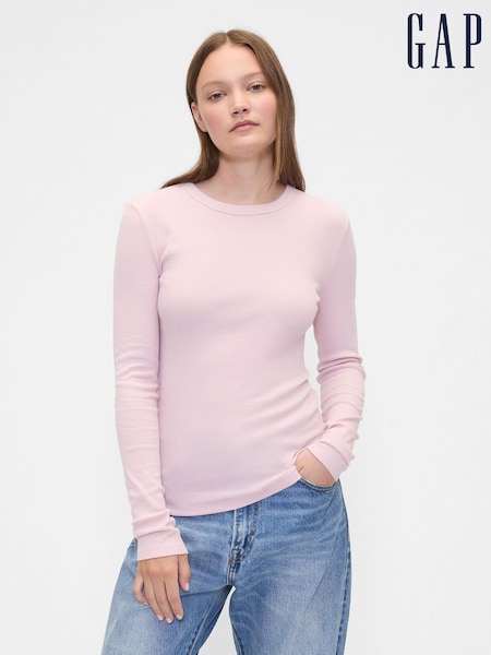 Gap Pink Long Sleeve Ribbed T-Shirt (H66735) | €21