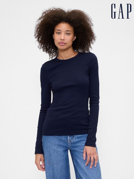 Gap Navy Blue Long Sleeve Ribbed T-Shirt (H66753) | €21