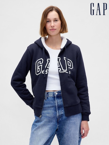 Gap Blue Relaxed Logo Sherpa-Lined Zip Hoodie (H66778) | €64