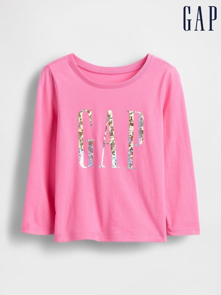 Lentejuelas rosas - Gap Logo Crew Neck Long Sleeve T-Shirt (6mths-5yrs) (6mths-5yrs) (H66804) | 14 €