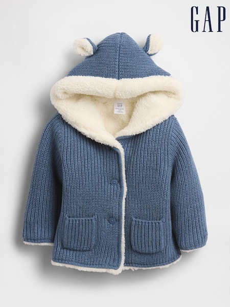 Gap Blue Sherpa-Lined Cardigan (Newborn-24mths) (0-24mths) (H66841) | €40