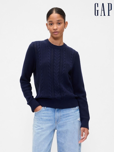 Gap Navy Blue Cotton Cable Knit Jumper (H66862) | €38