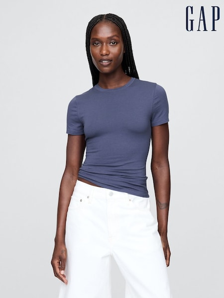 Albastru - Gap CloseKnit Jersey Short Sleeve T-Shirt (H66867) | 89 LEI