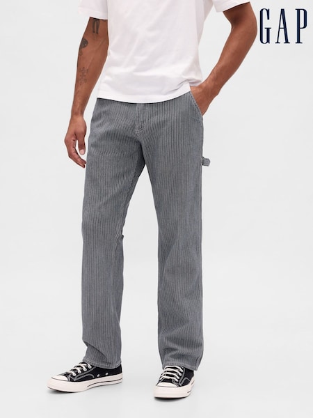 Gap Grey Stripe Relaxed Straight Carpenter Jeans (H66869) | €71