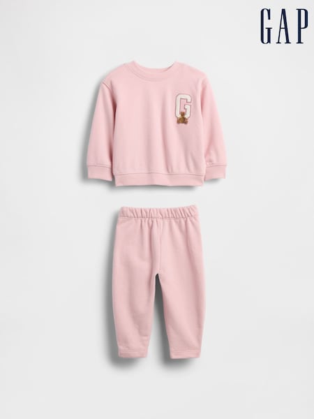 Pink - Gap Baby Vintage Soft Varsity Logo Sweat Set (Newborn-24mths) (0-24mths) (H66883) | 39 €
