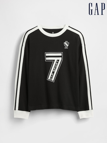 Gap Black Soccer Jersey Logo Crew Neck T-Shirt (4-13yrs) (4-13yrs) (H66888) | €23