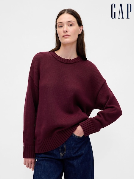 Gap Burgundy Red Cotton Oversized Jumper (H66946) | €58