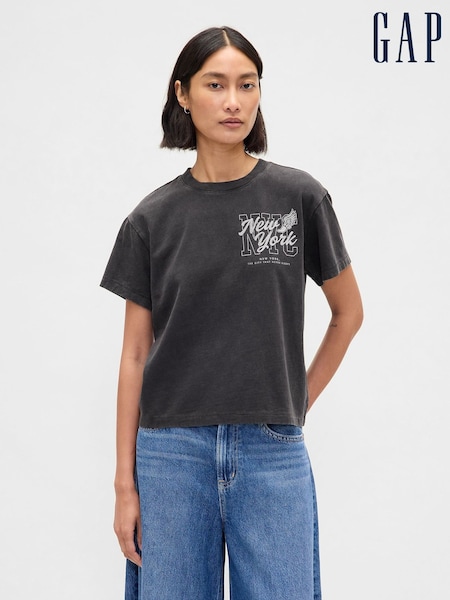 Gap Grey Relaxed NYC Graphic T-Shirt (H66954) | €32.50