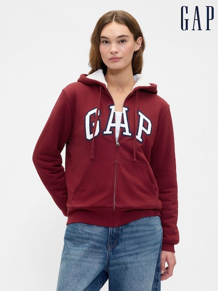 Gap Red Relaxed Logo Sherpa-Lined Zip Hoodie (H66962) | €64