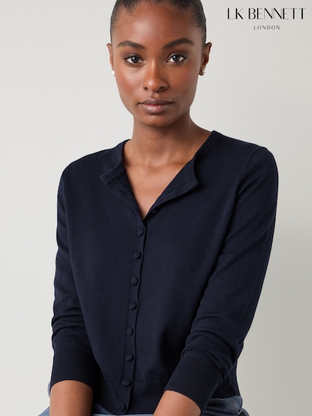 LK Bennett Lottie Plain Merino Cotton Fine Gauge Cardigan (H66982) | R$ 980