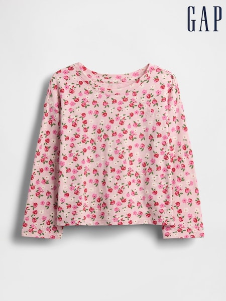Gap Pink Floral Mix and Match Drop Shoulder T-Shirt (6mths-5yrs) (H66987) | €16