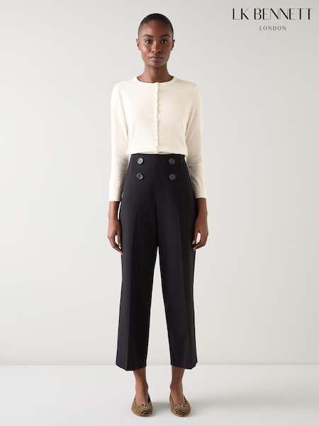 LK Bennett Cream Lottie Plain Fine Gauge Mules Free Merino Cardigan (H66991) | €140
