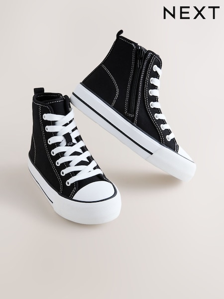 Black Standard Fit (F) Lace-Up High Top Trainers (H67072) | 114 QAR - 151 QAR
