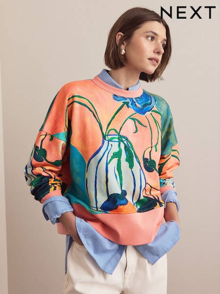 Pink Licence Elizabeth Power Printed Vase Cotton Sweatshirt (H67227) | OMR22