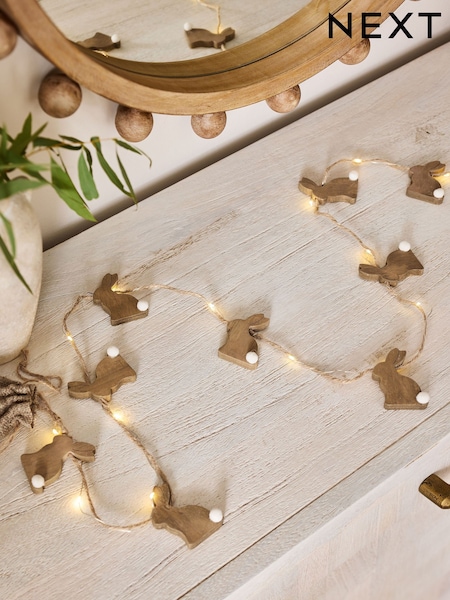 Tan Brown Easter Bunny Line Light Garland (H67259) | € 10