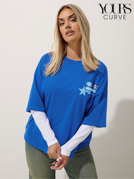 Yours Curve Blue Limited Speedy Way 2 In 1 T-Shirt (H67336) | €28