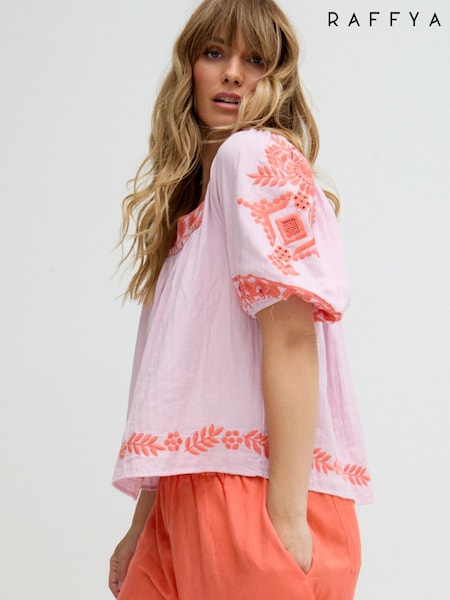 Raffya Clara Square Neck Embroidered Blouse (H67437) | 99 €
