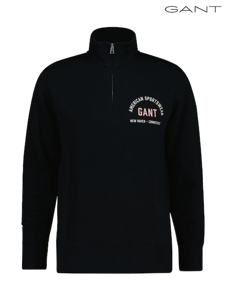 GANT Black Graphic Logo Half ZIp Sweatshirt (H67462) | €108