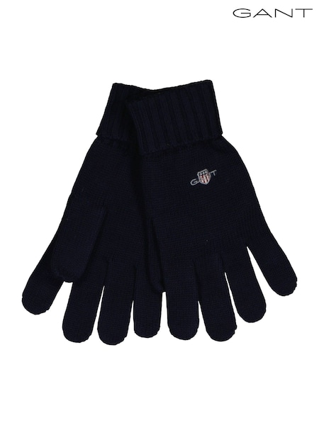GANT Blue Cotton Blend Logo Wool Gloves (H67490) | €53